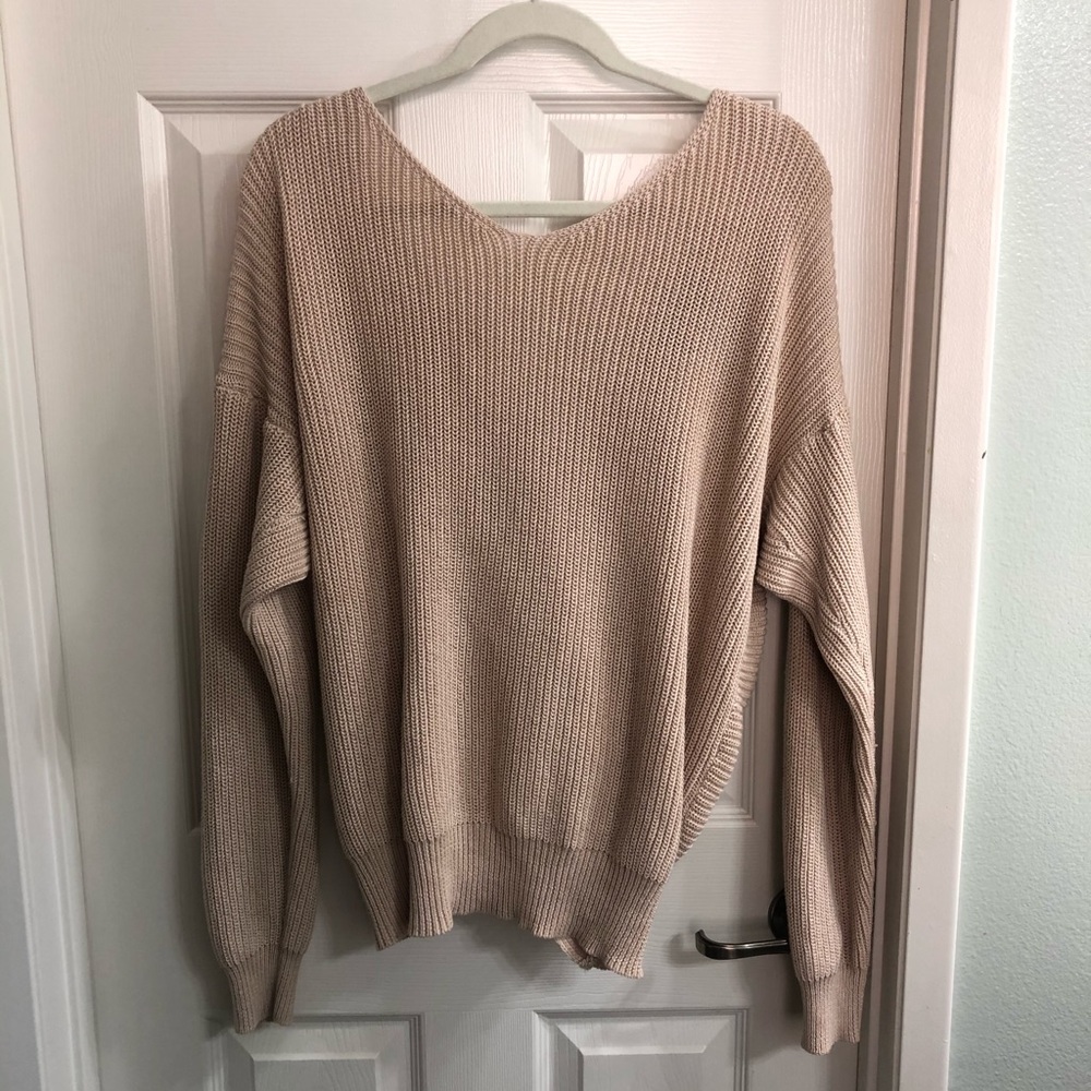 FATE by LED cross sweater in oatmeal